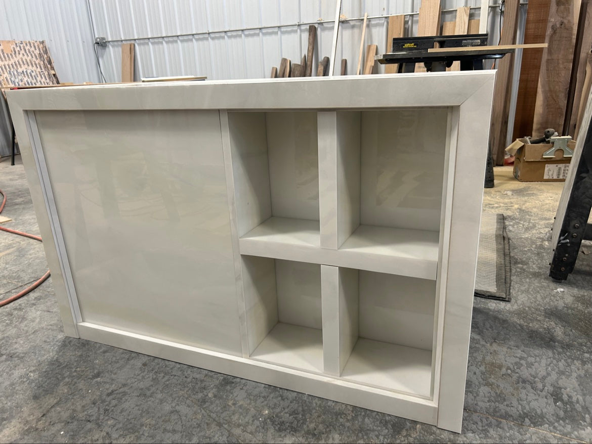 White Oak Epoxy Makeup Vanity Table with Drawers