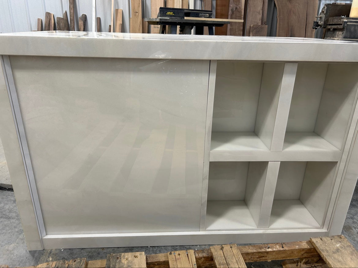 White Oak Epoxy Makeup Vanity Table with Drawers