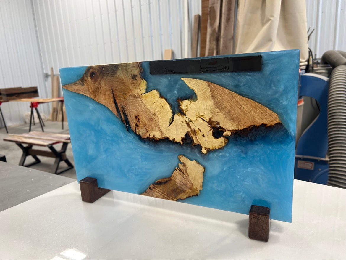 Back of the knife holder showing the magnetic strip