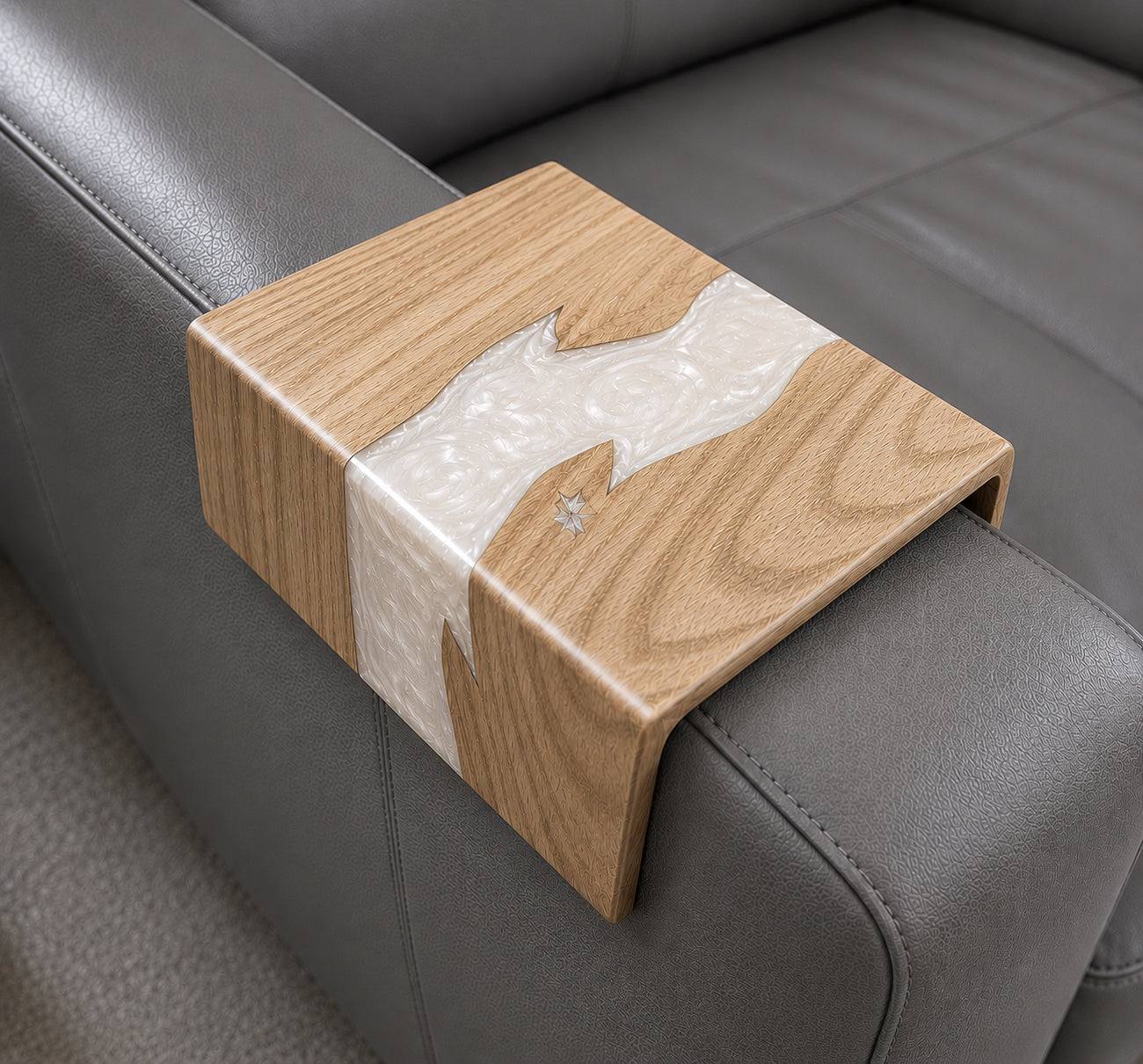 Black walnut epoxy sofa armrest table