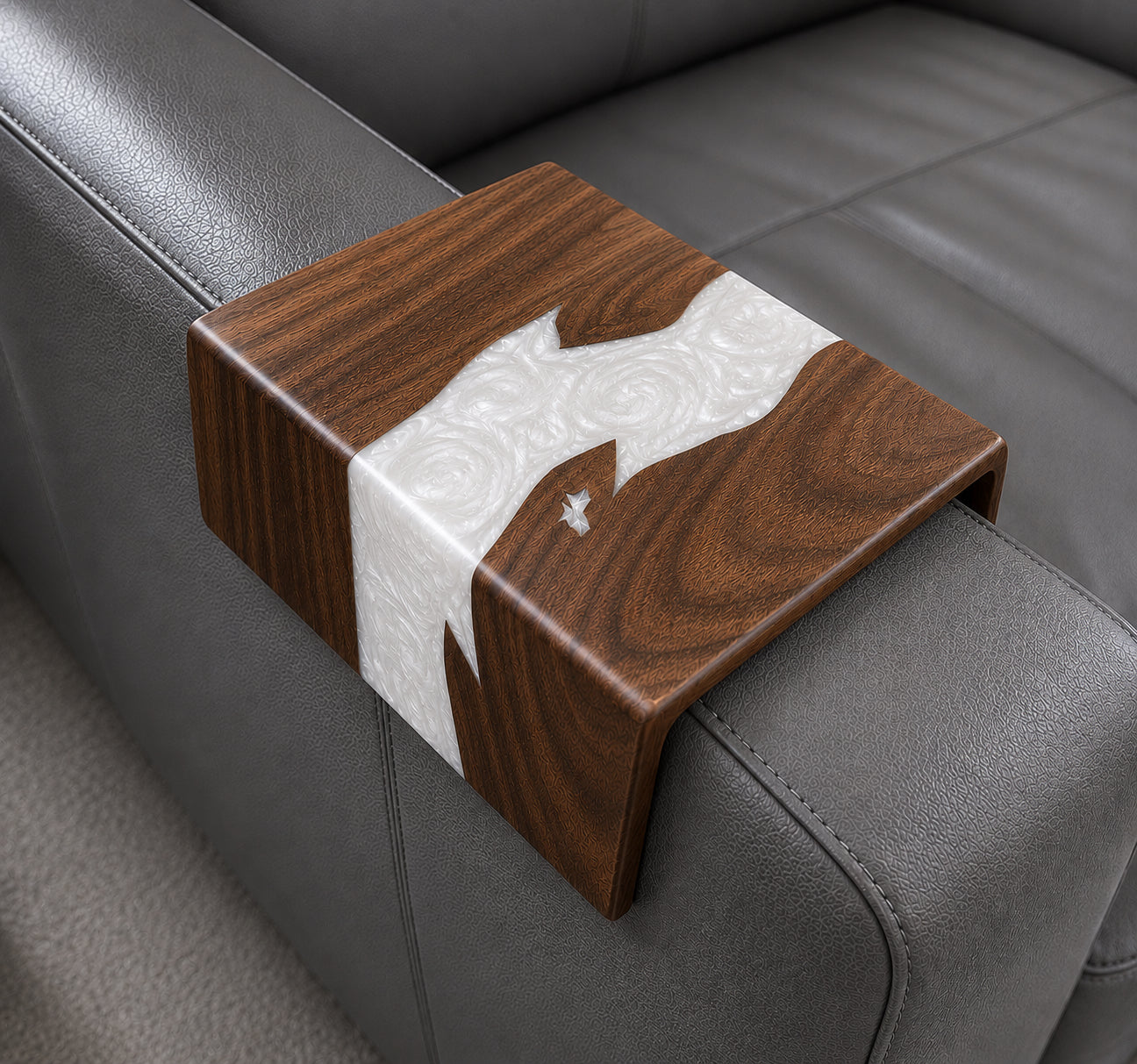 Black walnut epoxy sofa armrest table