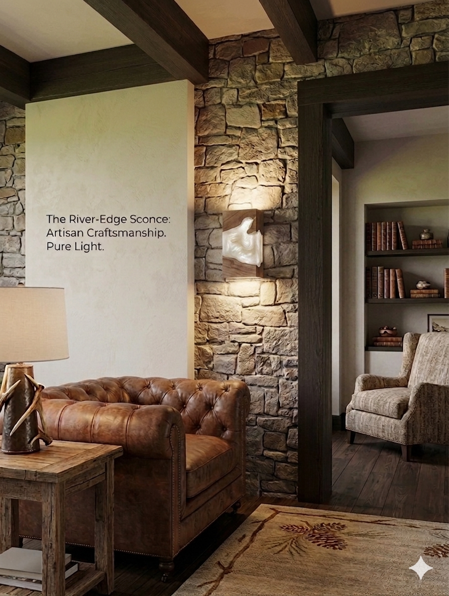 Handcrafted Live Edge Resin Wall Sconce | Custom LED Glow Light