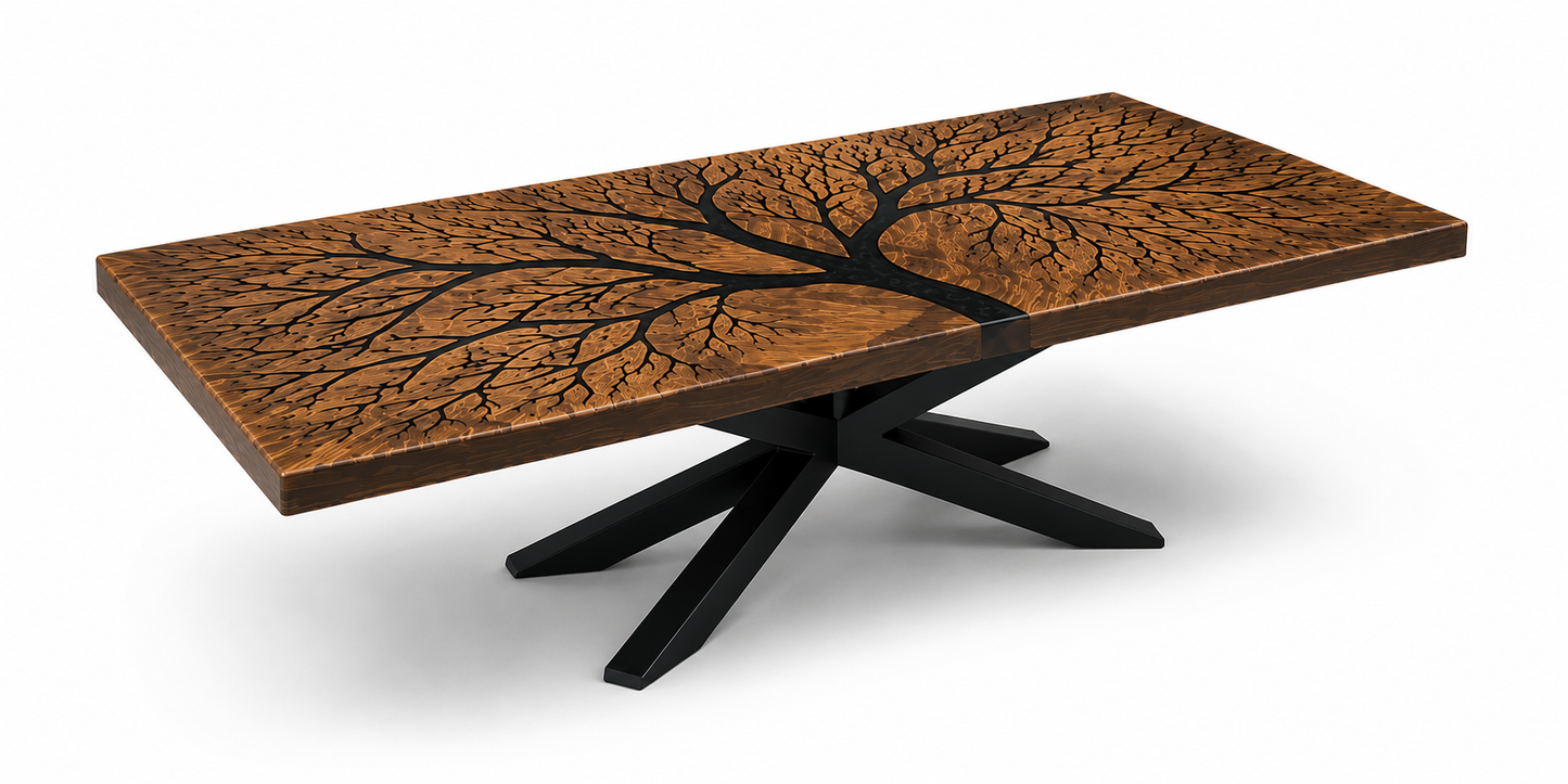 The Sequoia - Solid Walnut & Black Epoxy Tree Inlay Coffee Table