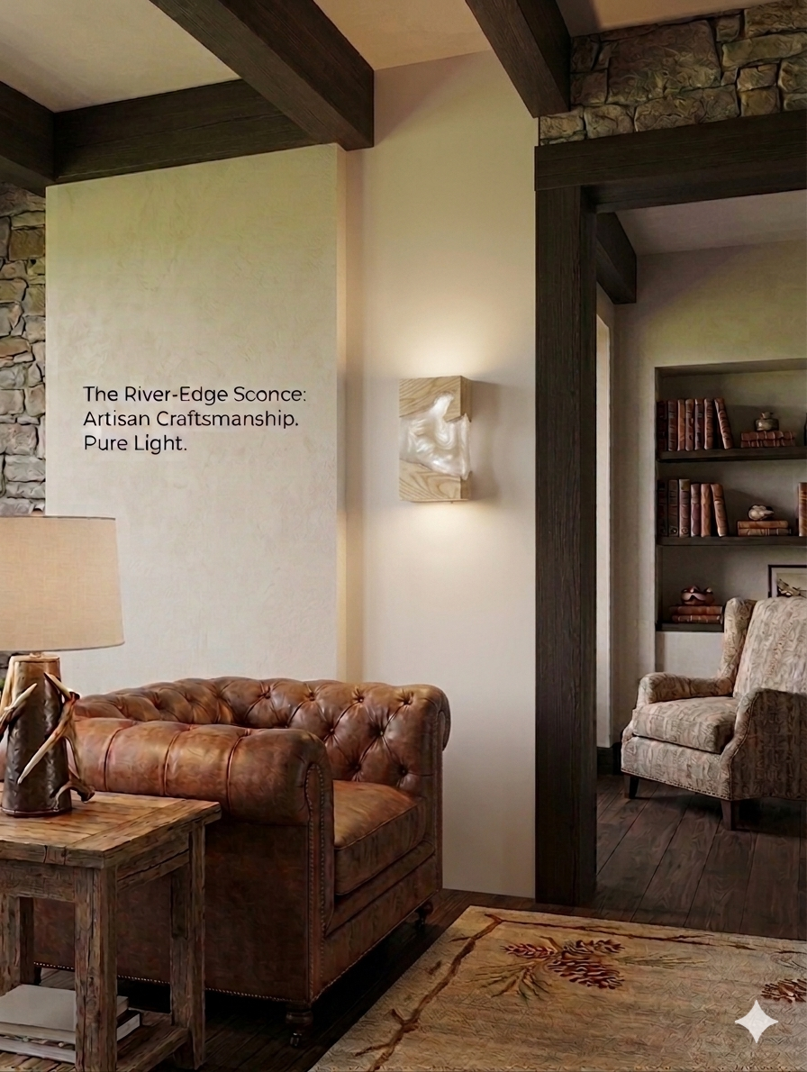 Handcrafted Live Edge Resin Wall Sconce | Custom LED Glow Light