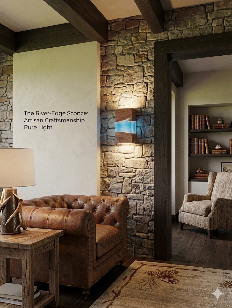 Handcrafted Live Edge Resin Wall Sconce | Custom LED Glow Light