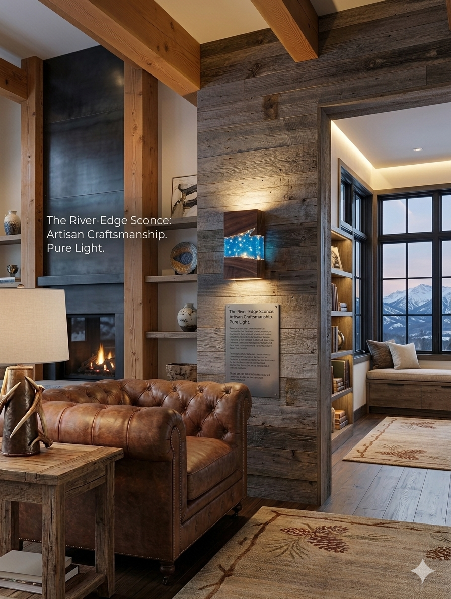 Handcrafted Live Edge Resin Wall Sconce | Custom LED Glow Light