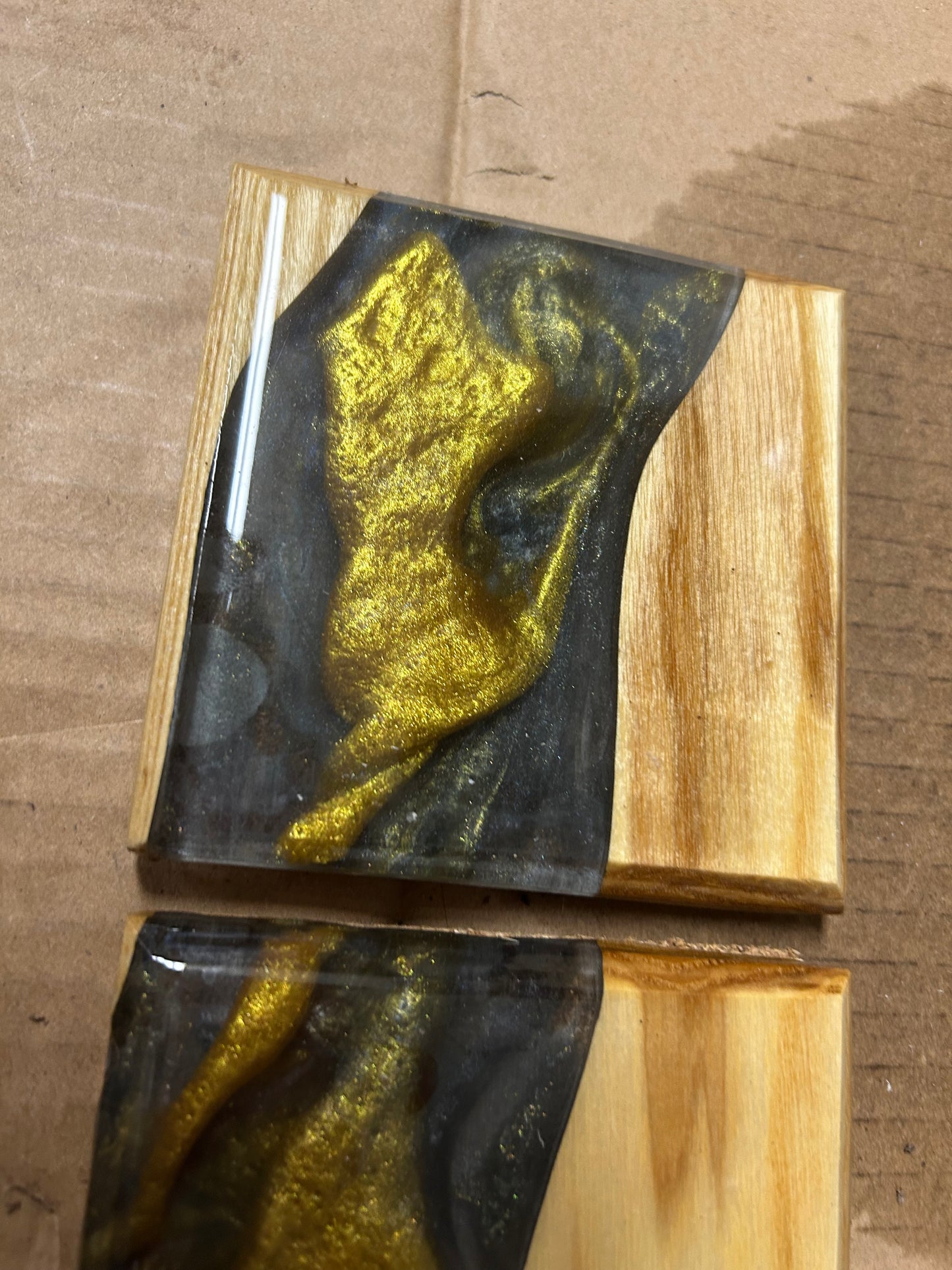Handmade White Oak and Resin Epoxy Coaster Set | set of 4