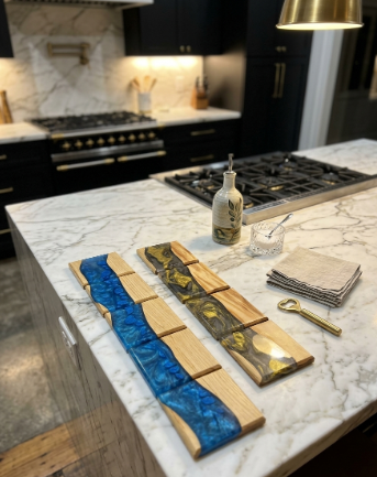 Handmade White Oak and Resin Epoxy Coaster Set | set of 4