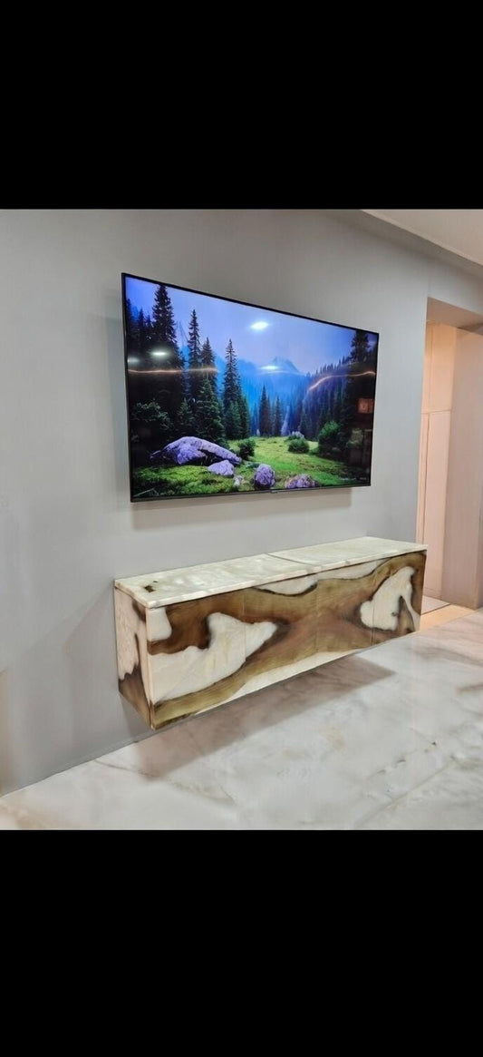 Luxury Live Edge Wood & Resin Sideboard Cabinet | Modern Entryway Credenza Buffet