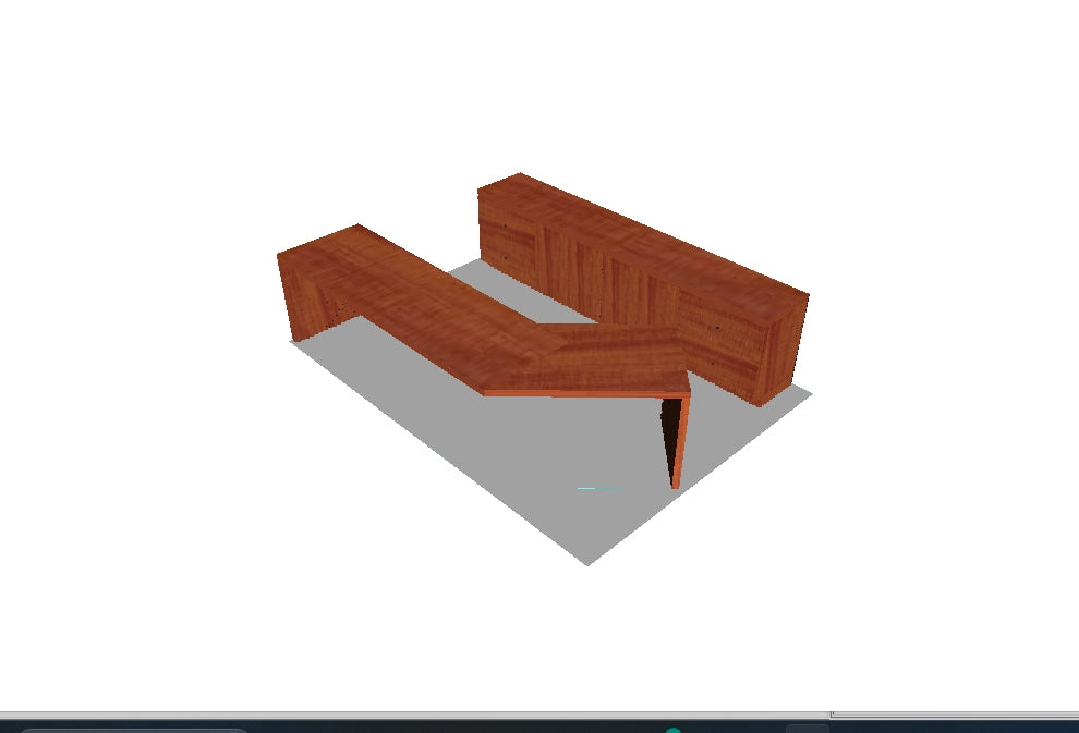 Executive Walnut Resin River Desk and Credenza Office