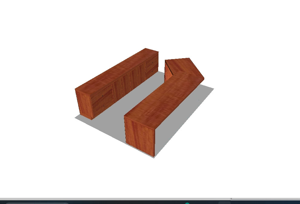 Executive Walnut Resin River Desk and Credenza Office