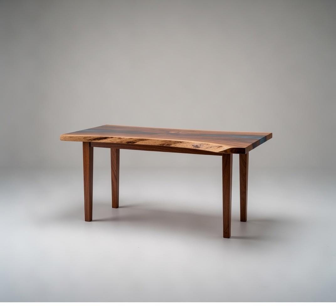 Wooden table on a gray background