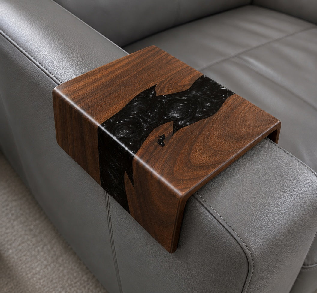 Black walnut epoxy sofa armrest table