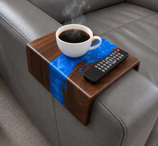 Black walnut epoxy sofa armrest table