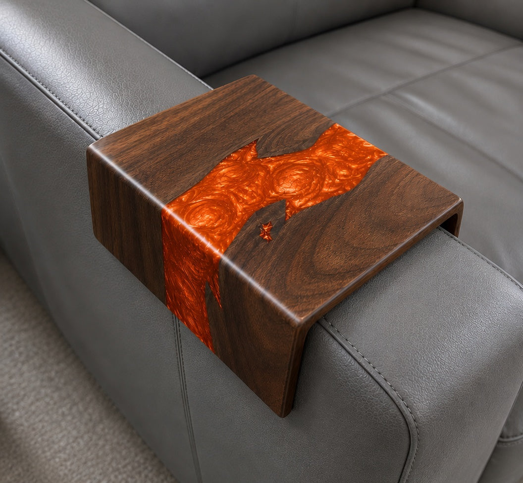Black walnut epoxy sofa armrest table