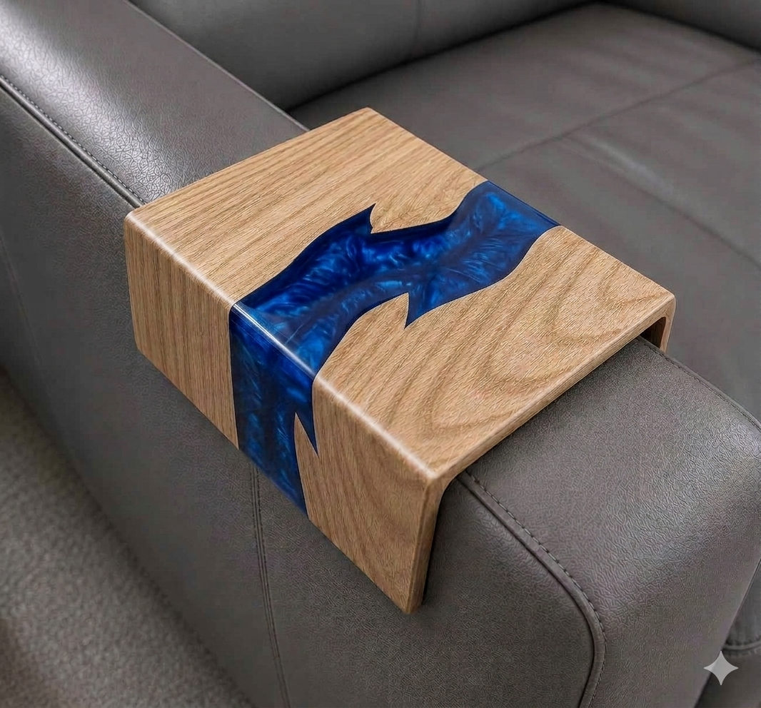 Black walnut epoxy sofa armrest table