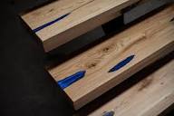 Handmade ASH and Epoxy Resin Stair Treads – Non-Slip, Custom Luxury Interior Steps