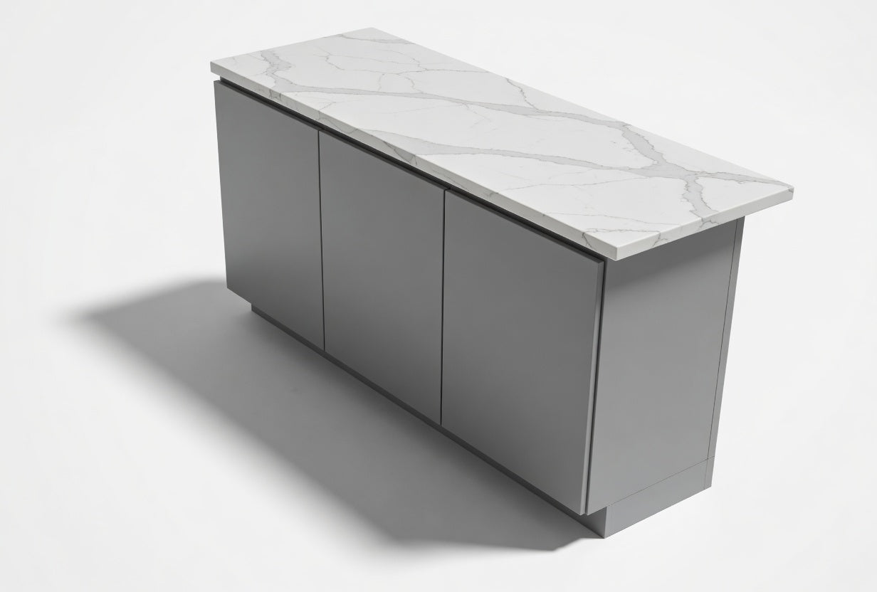 Slab Signature Series Island With Epoxy Resin Countertop-White