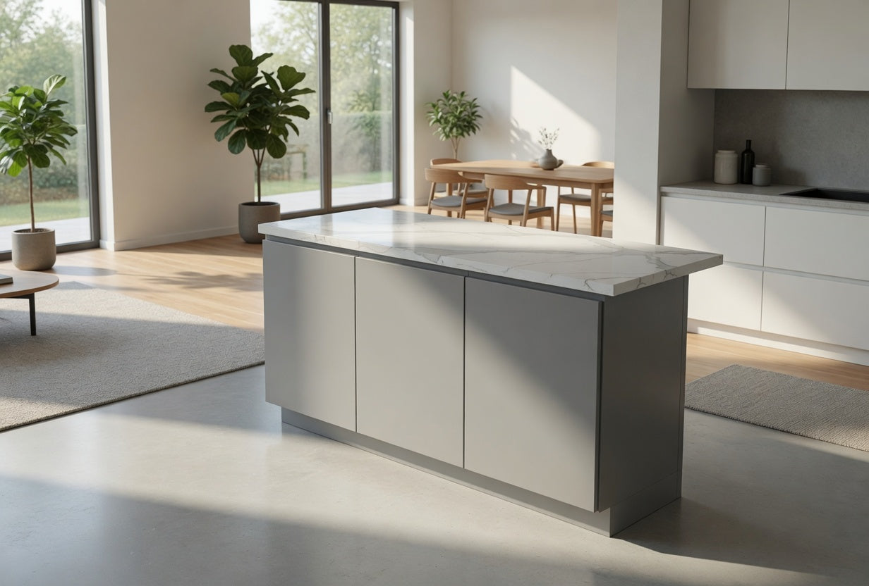 Slab Signature Series Island With Epoxy Resin Countertop-GRAY